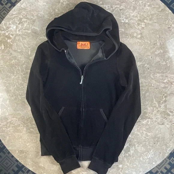 Juicy Couture Black Terry Zipped Hoodie with Pockets Size Small - Picture 6 of 10